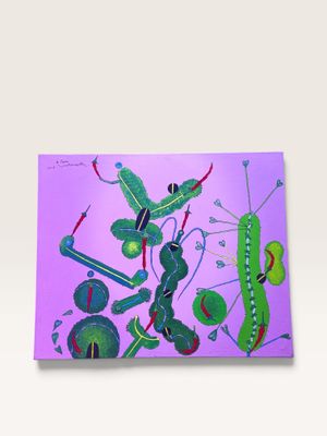 une image représentant une peinture d'un groupe d'insectes sur fond violet