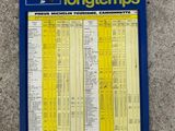 a blue and yellow sign on the wall of a train station