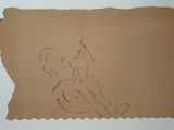 an image of a drawing of a man on a piece of brown paper