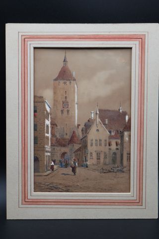 Aquarelle XIXème « La vieille tour ». Non signé. 25.5 X 17.5 cm