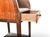 a wooden desk with a drawer underneath it