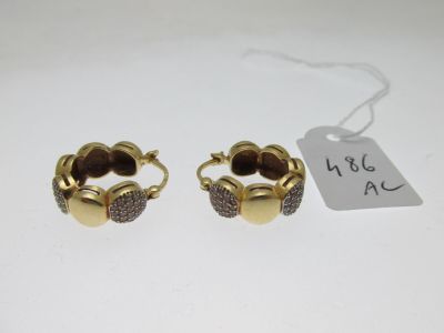 une paire de boucles d'oreilles dorées ornées de pierres marron