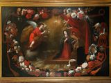 an image of a painting of an angel and a woman surrounded by flowers