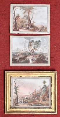 Ecole française, Fin XVIIIème 3 petites gouaches