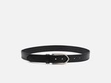a close up of a black belt on a white background