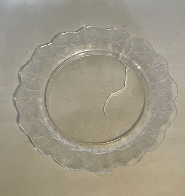 a glass plate with a crack in the middle of it