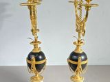 pair of antique brass and marble candelabs on marble bases