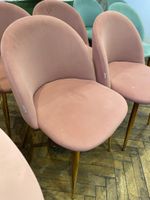Lot de 4 chaises roses pieds dorés en daim de marque SKLUM -… (photo 3)