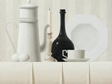 a painting of a tea pot and a cup on a table