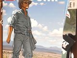 a cardboard box filled with magazines and a drawing of a cowboy