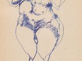 un vieux dessin représentant un bébé en couche, tracé sur un bout de papier