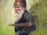 painting of an old man with a beard and a long beard holding a rifle