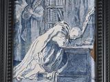 an image of a painting of a woman sitting at a desk
