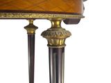 a table that has a clock on top of it