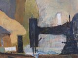 a painting of a sewing machine sitting on a table