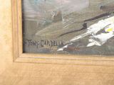 a picture of a painting of a plane on the ground