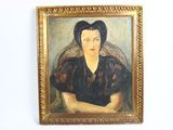tableau représentant une femme en robe noire assise sur une chaise