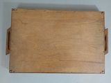 a wooden box that has a handle on it