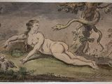 une image représentant un tableau d'une femme nue allongée par terre