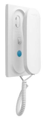 une image représentant un téléphone blanc muni d'un bouton bleu