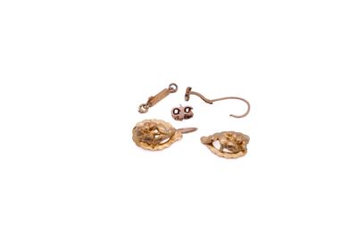 pair of gold plated earrings on a white background