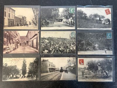 several black and white photos of people on a train track