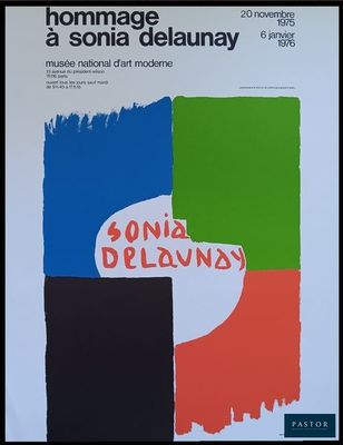 une image représentant une affiche sur laquelle figure une peinture aux couleurs rouge, verte, bleue et noire