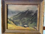 une image d'un tableau représentant une scène de montagne