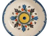 an image of a plate with a blue and white design on it