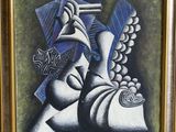 an image of a painting of a woman holding a vase