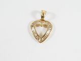 Pendentif en forme de cœur en or jaune 14 carats serti de diamants