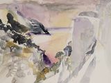 une aquarelle représentant un oiseau perché sur un arbre