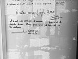 black and white photograph of a writing on a refrigerator door
