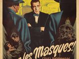une vieille affiche de cinéma représentant un homme en smoking et deux autres hommes