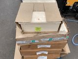 several boxes are stacked on top of each other in a warehouse