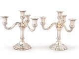 pair of silver plated candelabs