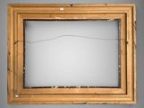 an old picture of a window with a broken glass in it