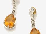 pair of citrine and diamond earrings