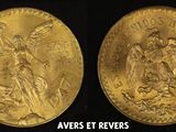 two gold coins with the image of a woman and a man on them