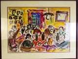 un tableau représentant un groupe de personnes dans un salon