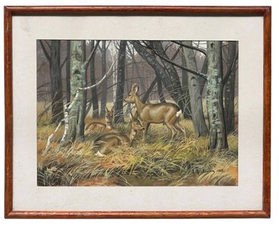 RIAB (1898-1975) Le chevreuil et les deux chevrettes - 1933