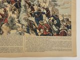 an old newspaper with a picture of a man on a horse