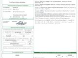 a green and white document with a picture of a person on it