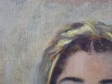 a painting of a woman with a flower in her hair