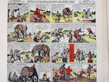 an old comic book with a picture of a man riding an elephant
