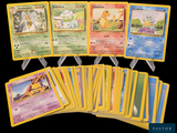 several pokemon cards are lined up in a row on a black background