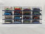 a lot of toy cars that are in a display case