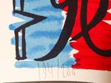 a picture of a picture of a red and blue painting