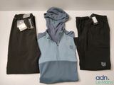 three pairs of men ' s clothing including a hoodie, sweatpants and pants