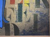 a picture of a painting of a woman in blue tights